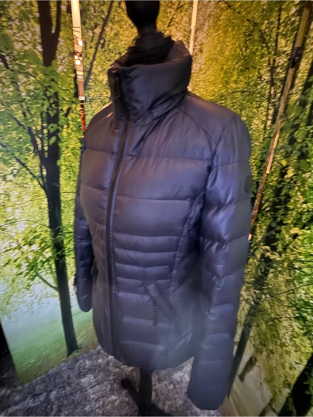 Women’s Puffer Jacket - Navy Quilted Duck Down Winter Coat Andrew Marc- XS